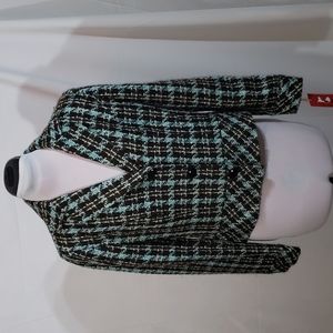 NWT Tapemeasure Blue Brown Houndstooth Plaid Tweed Blazer Suit Jacket Size 6